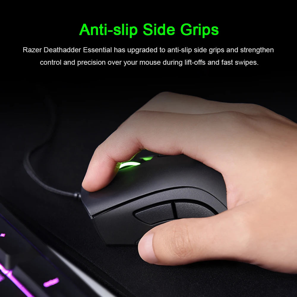 Original Razer DeathAdder Essential Wired Gaming Mouse Mice 6400DPI Optical Sensor 5 Independently Buttons