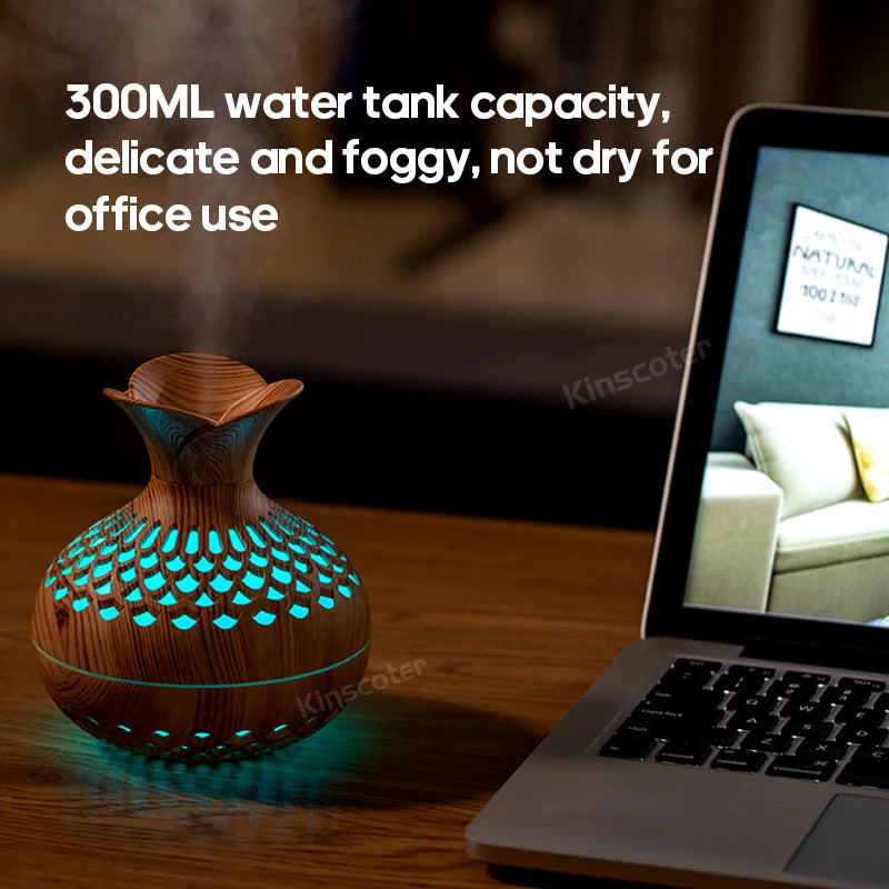 Wood Grain Humidifier 300ml USB Aroma Diffuser Atomizer USB