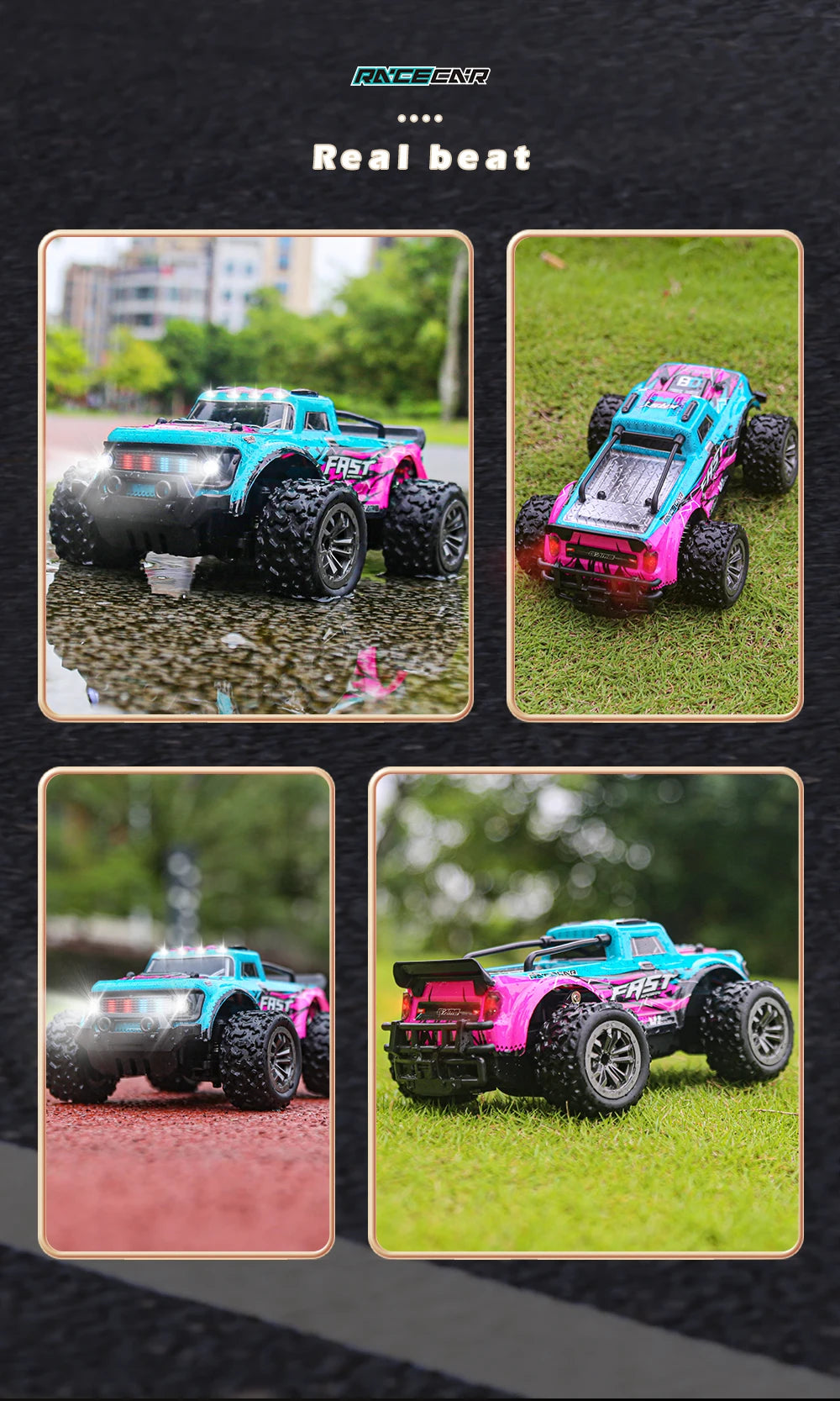 RC Car 1:16 2WD  with LED Light  2.4G 20KM/H High Speed Off-Road