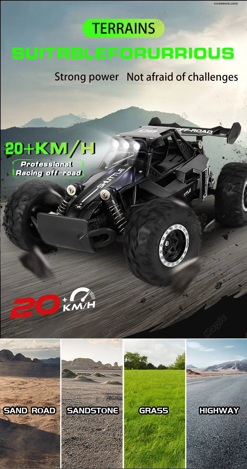 RC Car 1:16 2WD  with LED Light  2.4G 20KM/H High Speed Off-Road