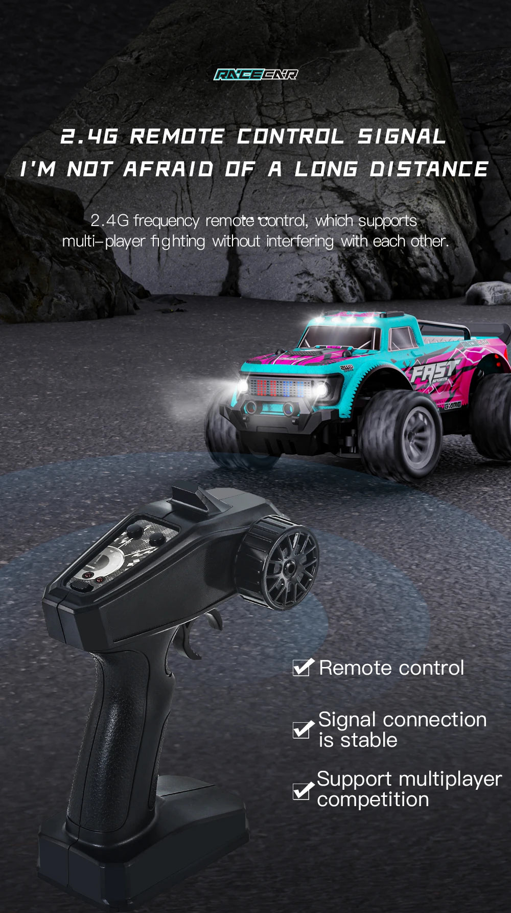 RC Car 1:16 2WD  with LED Light  2.4G 20KM/H High Speed Off-Road