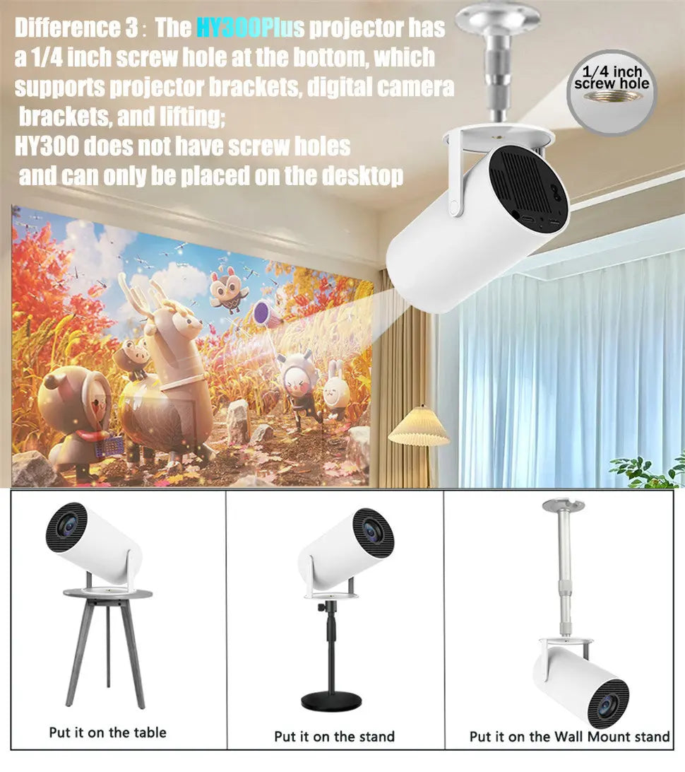 DITONG HY300 Plus HD Projector Portatil 4K 1280x720P Android Wifi LED Video Home Theater Cinema Phone Mini Games Proyector Movie