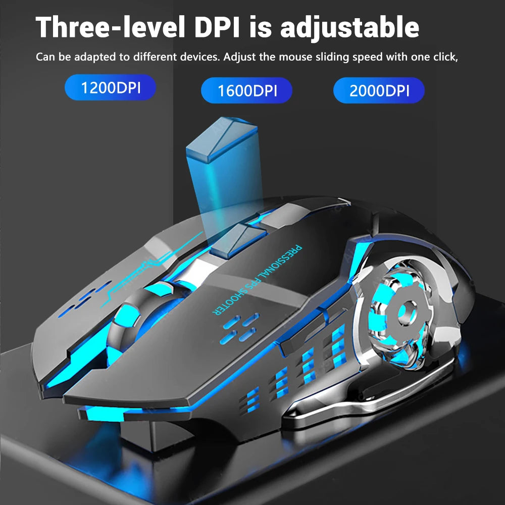 Rechargeable Wireless Mouse Gaming Computer Silent Bluetooth Mouse USB Mechanical E-Sports Backlight