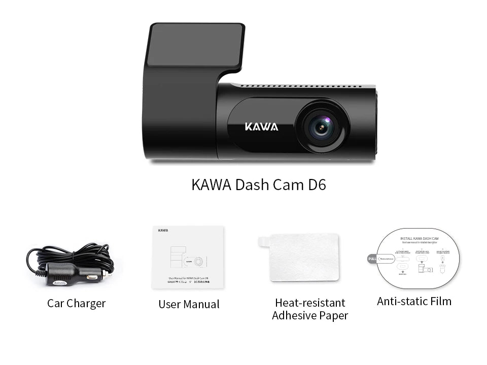 KAWA Car DVR D6 Dash Camera for Car 1440P Video Recorder EN RU FR JP Voice Control 24H Parking Mode App Control Night Vision