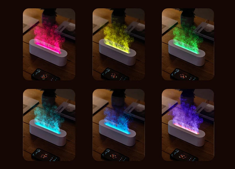 Essential Oil Aroma Diffuser Flame Air Humidifier with  RGB Realistic Fire Night Light