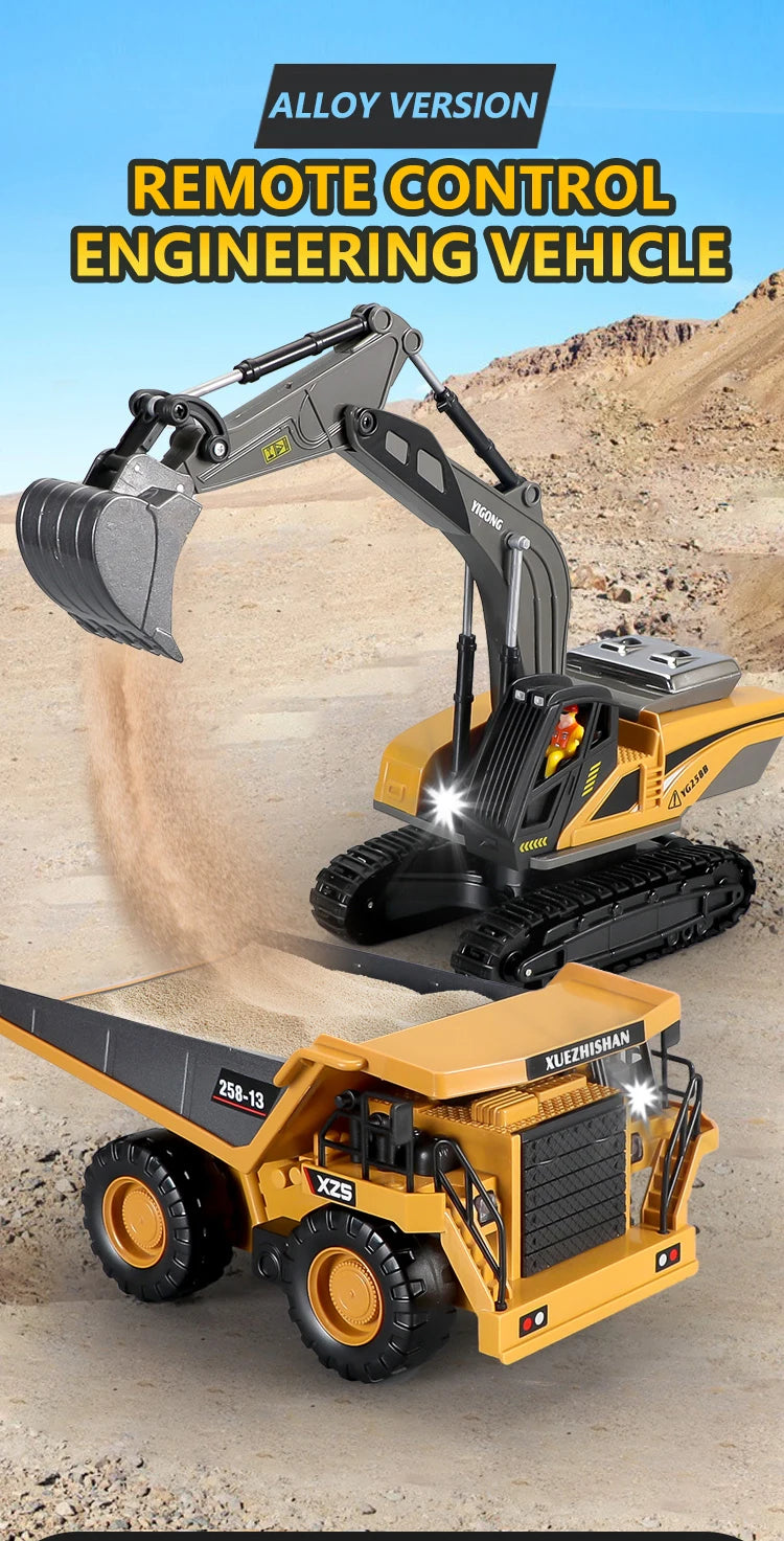 RC Excavator Dumper 2.4G Remote Control Engineering Vehicle Crawler Truck Bulldozer