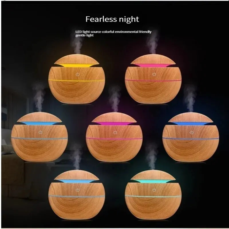 USB Ultrasonic Cool Mist Sprayer Essential Oil Fragrance Mini Home Wood Grain Air Humidifier