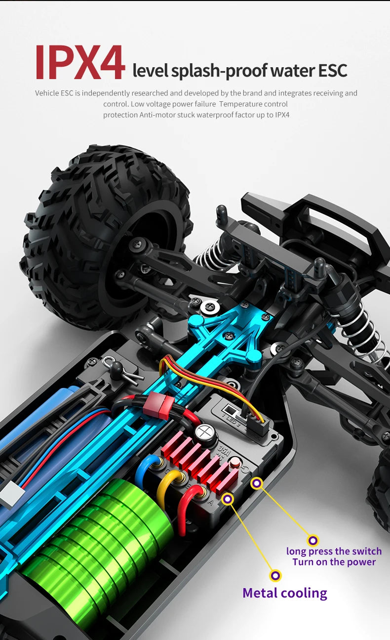 1:16 70KM/H Or 50KM/H 4WD RC Car With LED Remote Control Cars High Speed Drift Monster 4x4 Truck