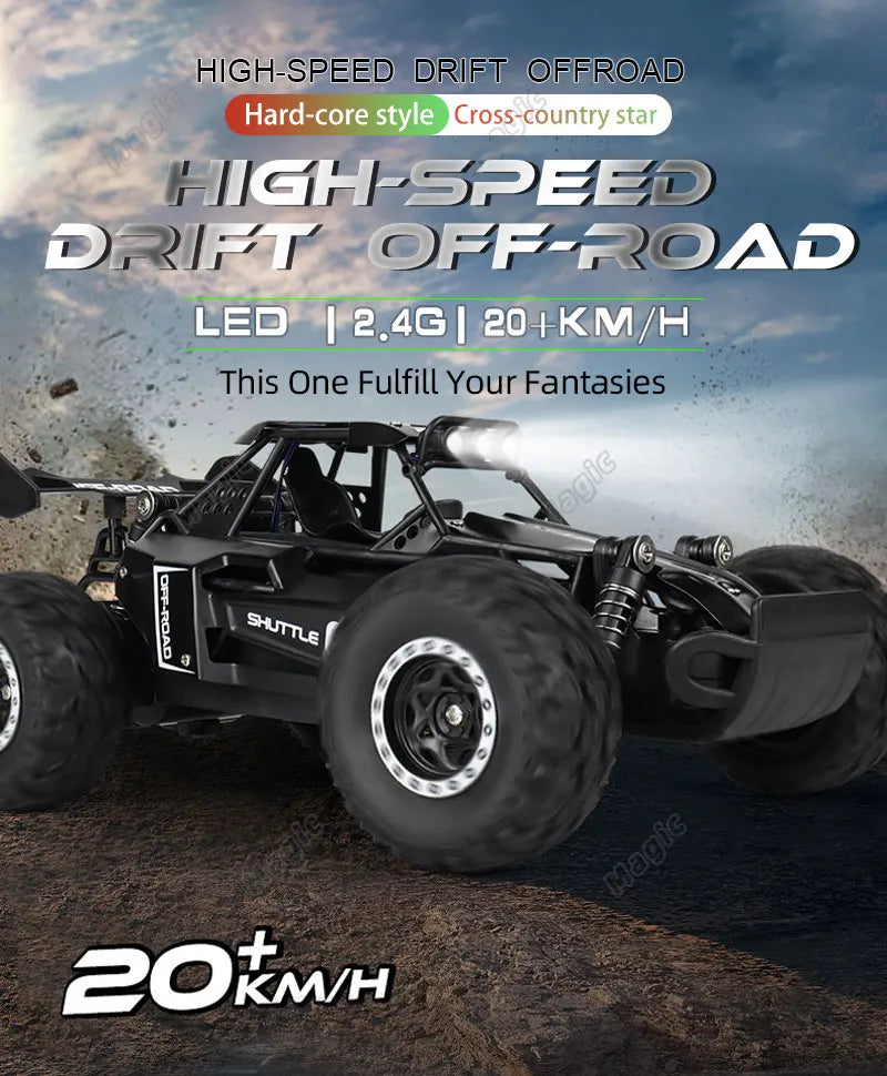 RC Car 1:16 2WD  with LED Light  2.4G 20KM/H High Speed Off-Road