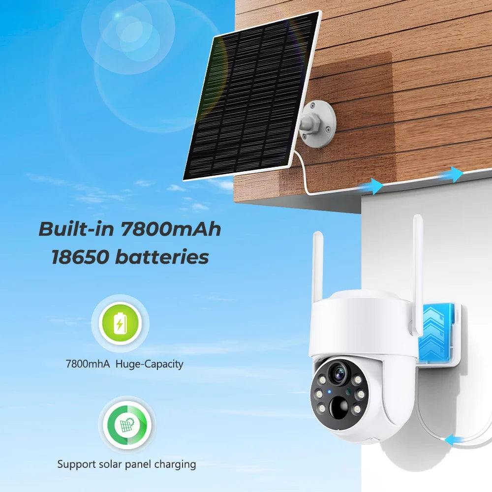 4MP Wireless Wifi Camera Solar Outdoor With Solar Panel Recharge Battery PIR Human Detection PTZ Video Surveillance Camera ICSEE