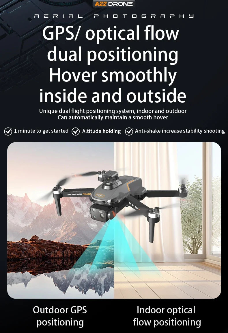 2024 New A22 Pro GPS Drone 8K HD Camera Brushless High-Definition RC Aircraft 5G WIFI FPV 360° Laser Obstacle Avoidance Dron Toy