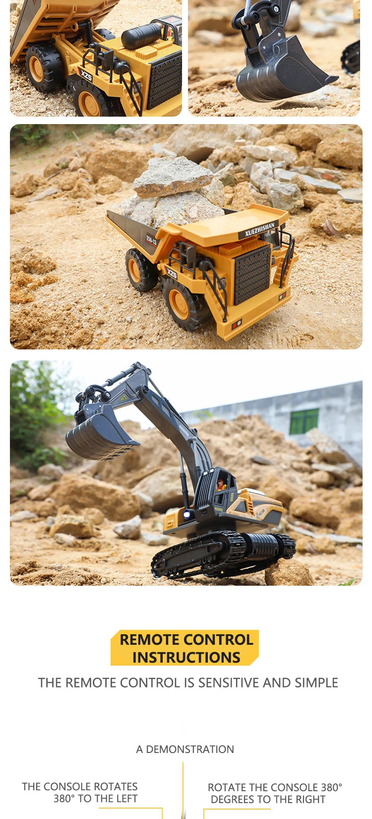 RC Excavator Dumper 2.4G Remote Control Engineering Vehicle Crawler Truck Bulldozer