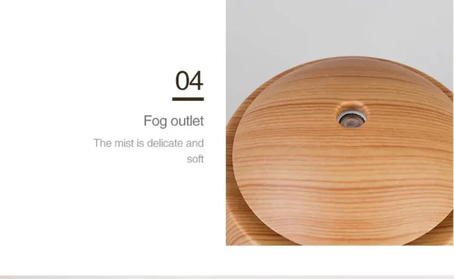 USB Ultrasonic Cool Mist Sprayer Essential Oil Fragrance Mini Home Wood Grain Air Humidifier