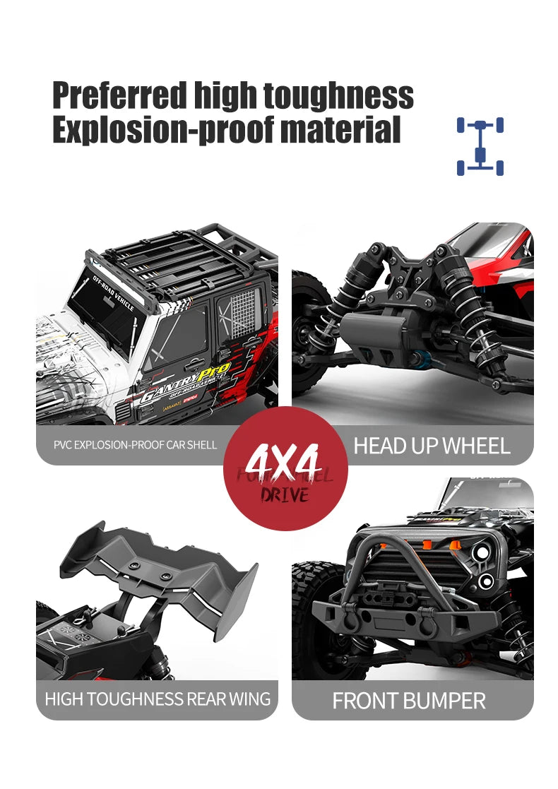 1:16 70KM/H Or 50KM/H 4WD RC Car With LED Remote Control Cars High Speed Drift Monster 4x4 Truck