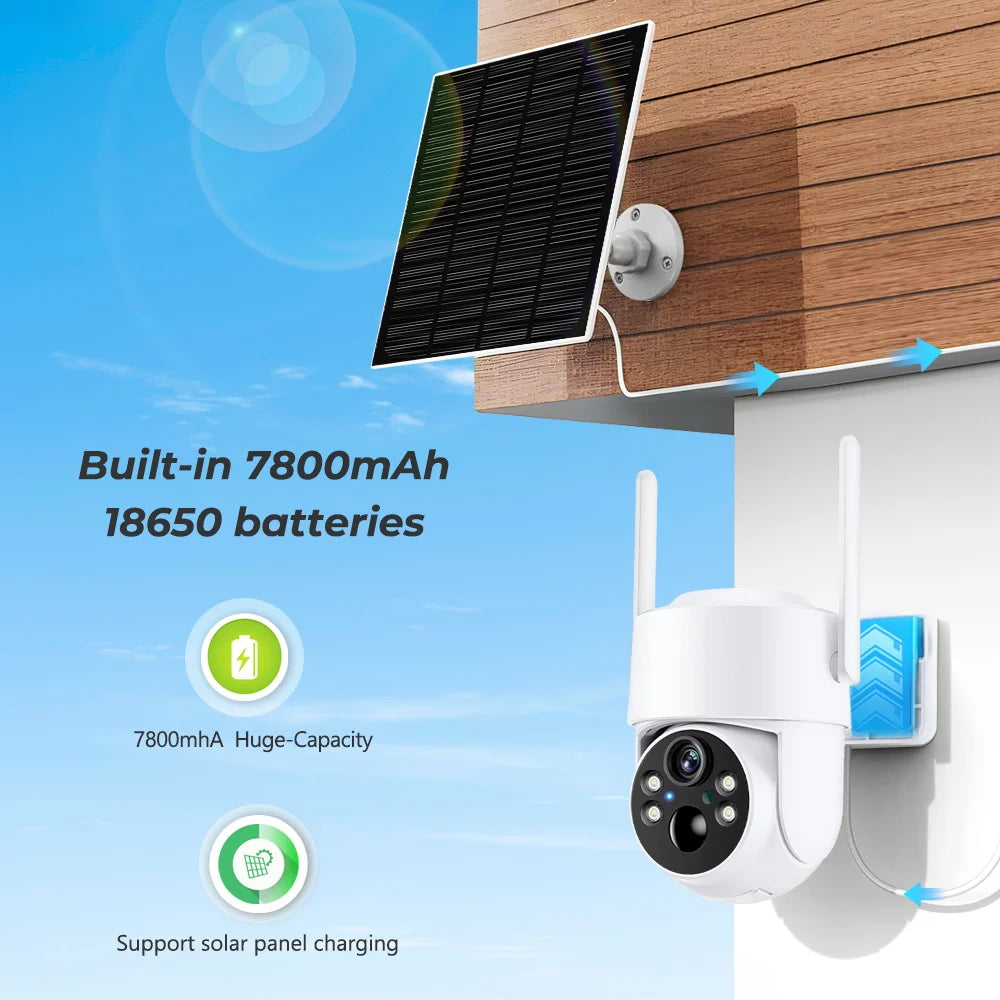 4MP Wireless Wifi Camera Solar Outdoor With Solar Panel Recharge Battery PIR Human Detection PTZ Video Surveillance Camera ICSEE