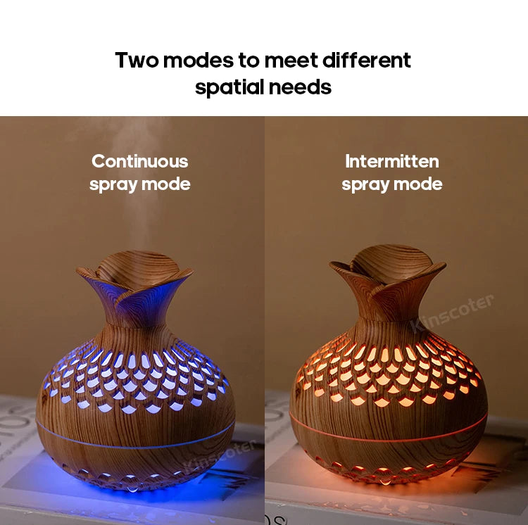 Wood Grain Humidifier 300ml USB Aroma Diffuser Atomizer USB