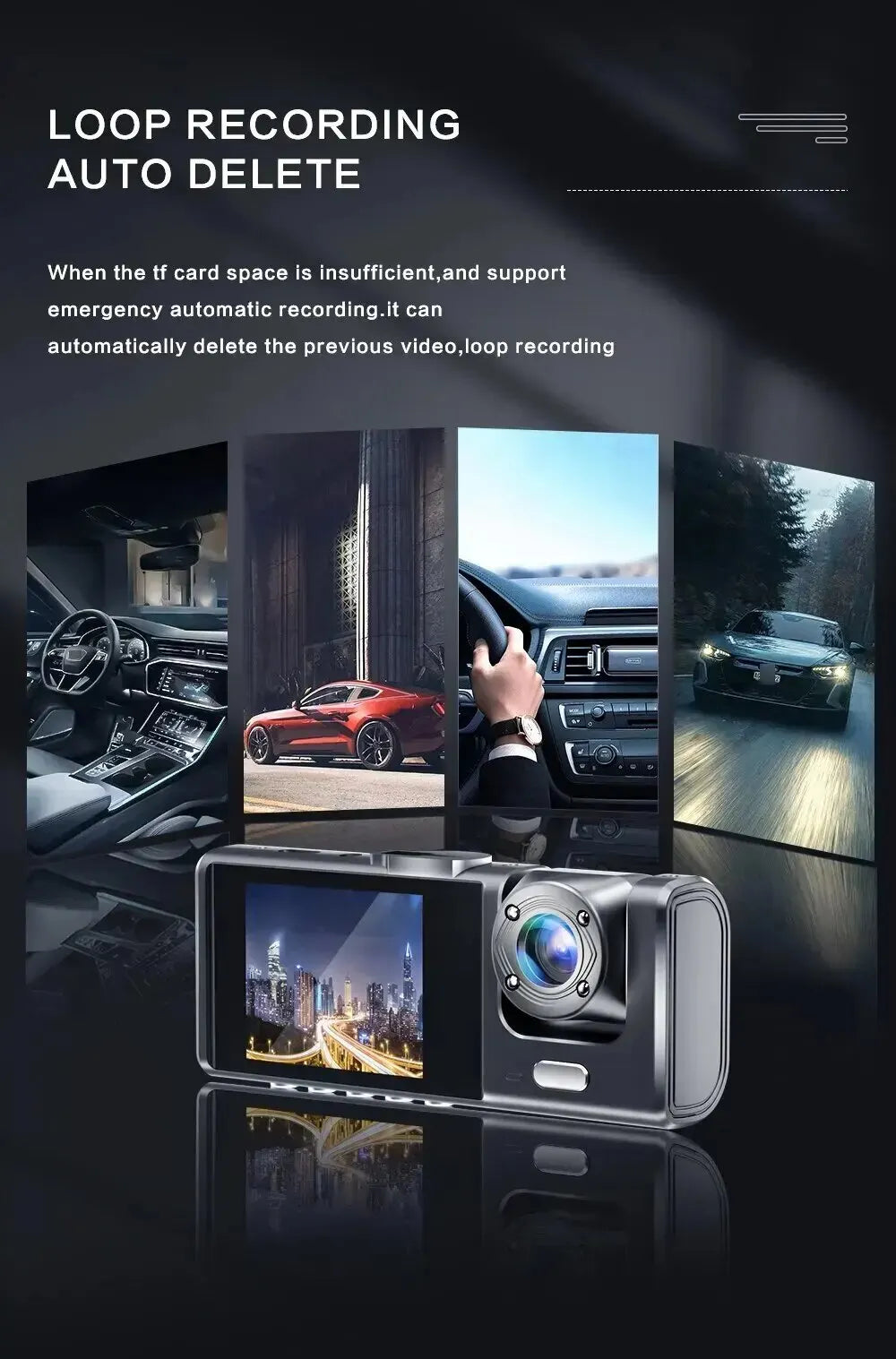 3 Channel Car DVR HD 1080P 3-Lens Inside Vehicle Dash CamThree Way Camera DVRs Recorder Video Registrator Dashcam Camcorder