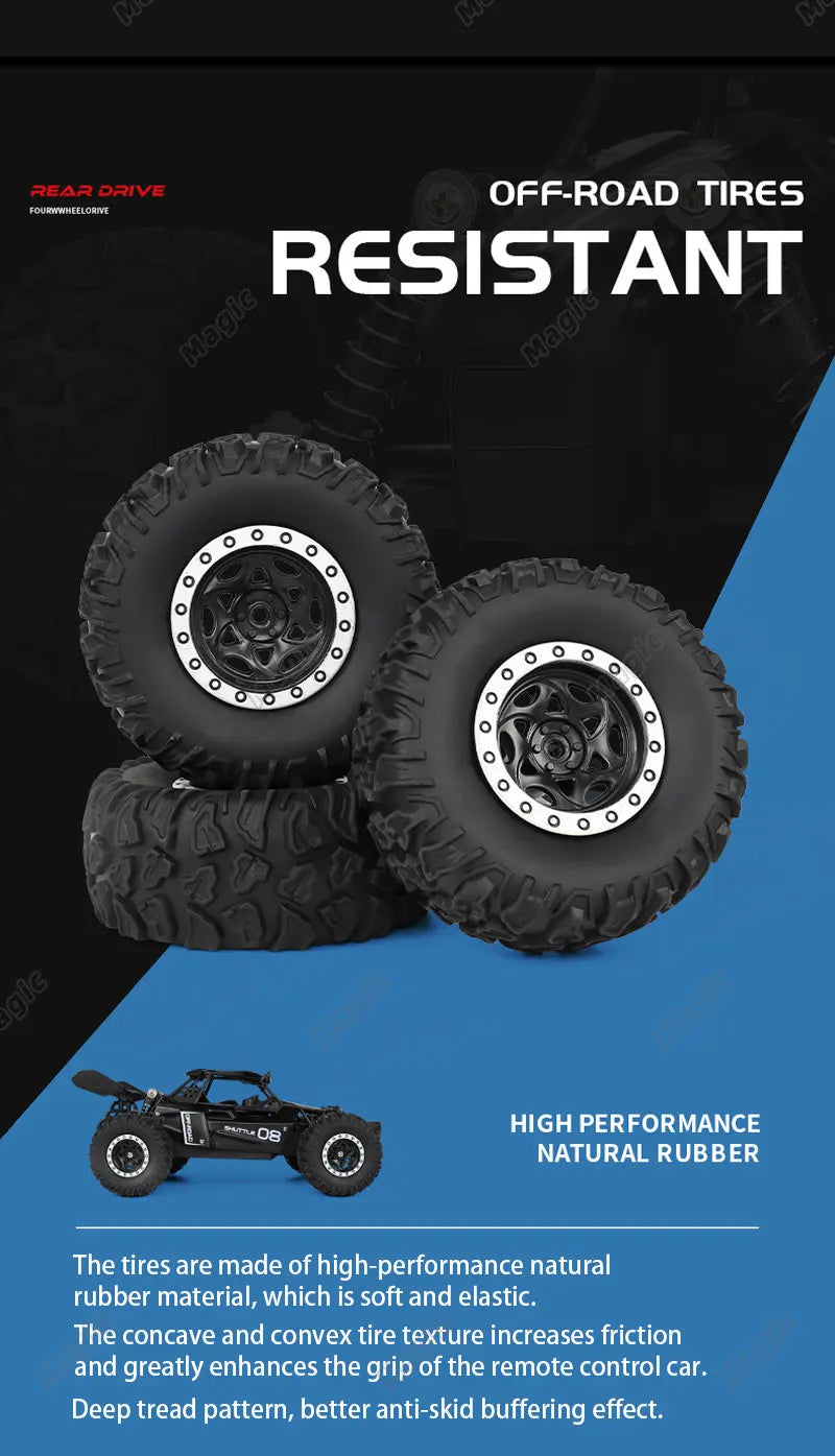 RC Car 1:16 2WD  with LED Light  2.4G 20KM/H High Speed Off-Road