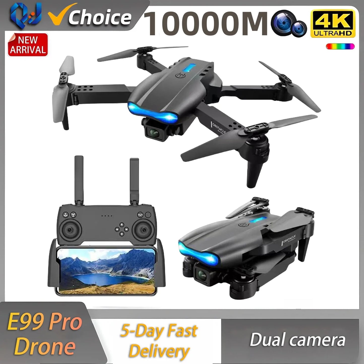 E99pro Camera Drone Dual 4k Camer Professinal With 1080P Wide Angle Foldable Rc Wifi Fpv Height Helicopter Hold Apron 2024 NEW