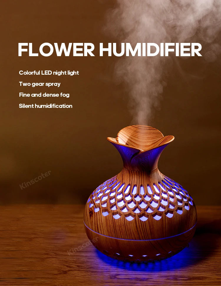 Wood Grain Humidifier 300ml USB Aroma Diffuser Atomizer USB