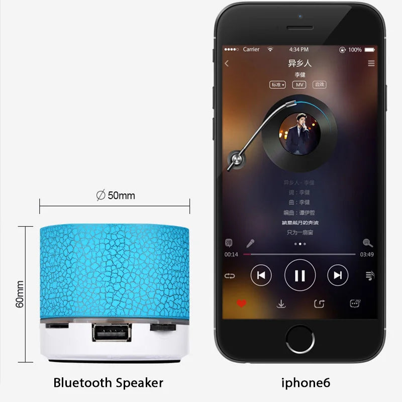 Bluetooth Mini Speaker Wireless Colorful LED TF Card USB Subwoofer Portable MP3 Music Sound Column For PC Phone