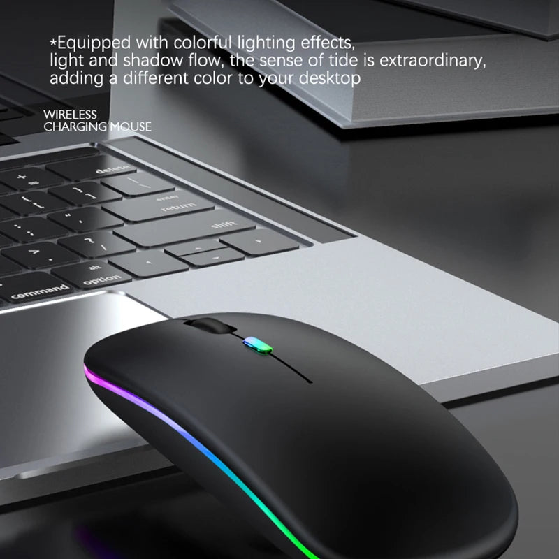 Rechargeable Bluetooth Wireless Mouse with 2.4GHz USB RGB 1600DPI Mouse for Computer Laptop Tablet PC Macbook Gaming Mouse Gamer