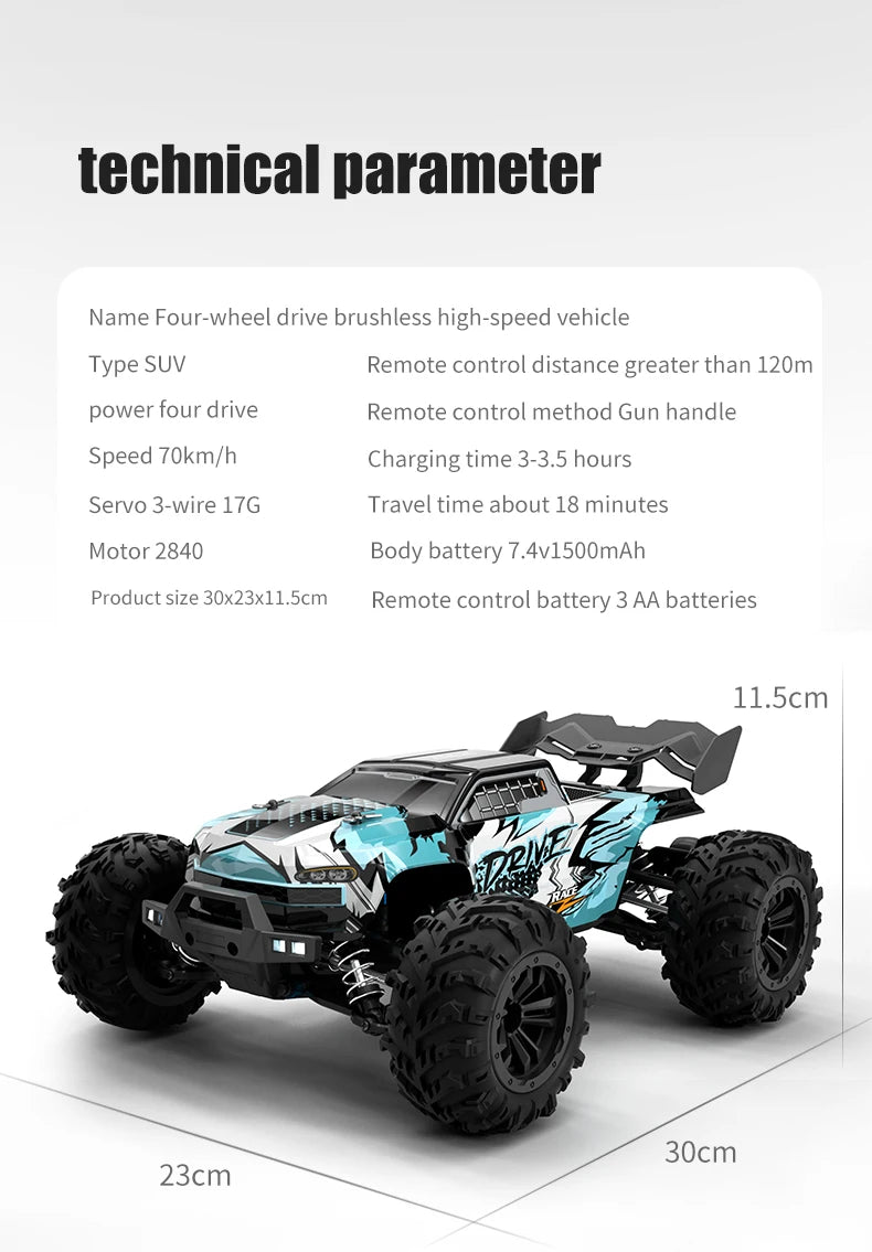 1:16 70KM/H Or 50KM/H 4WD RC Car With LED Remote Control Cars High Speed Drift Monster 4x4 Truck