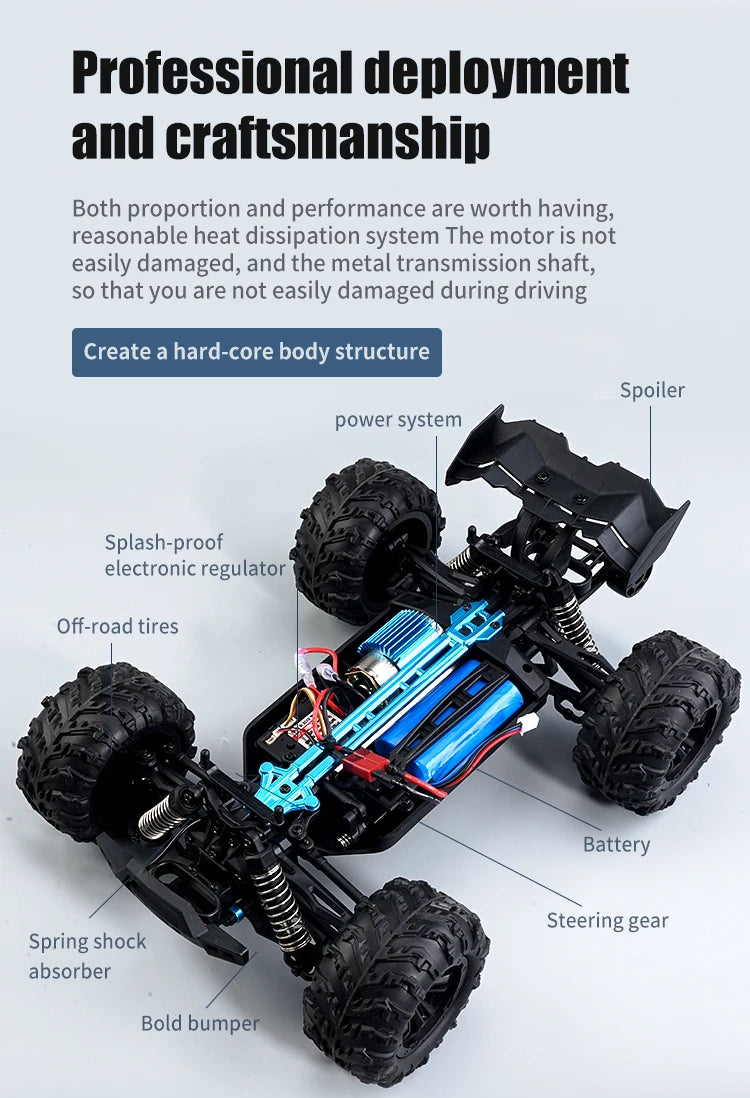 1:16 70KM/H Or 50KM/H 4WD RC Car With LED Remote Control Cars High Speed Drift Monster 4x4 Truck