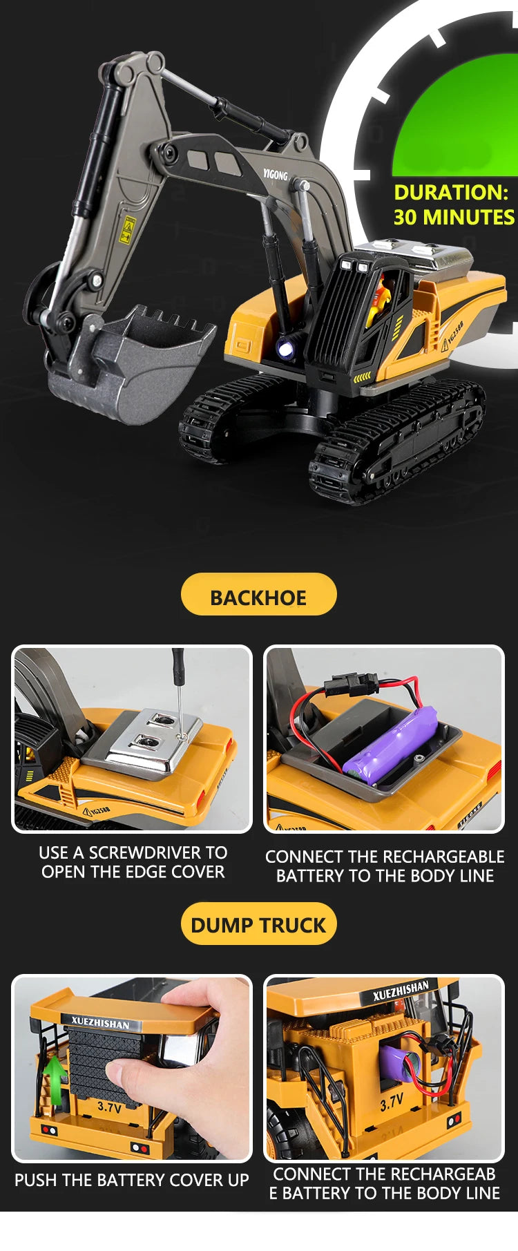 RC Excavator Dumper 2.4G Remote Control Engineering Vehicle Crawler Truck Bulldozer