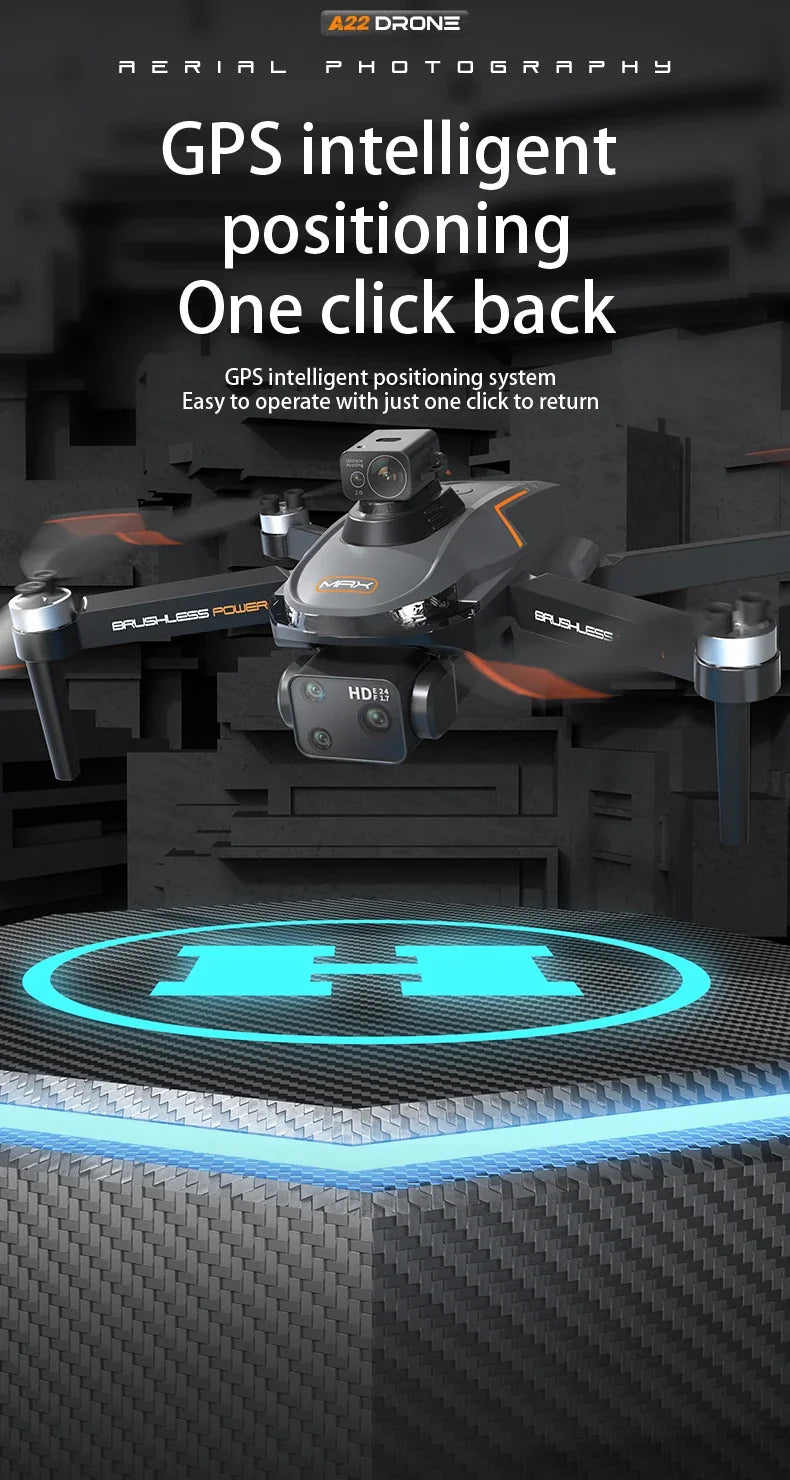 2024 New A22 Pro GPS Drone 8K HD Camera Brushless High-Definition RC Aircraft 5G WIFI FPV 360° Laser Obstacle Avoidance Dron Toy