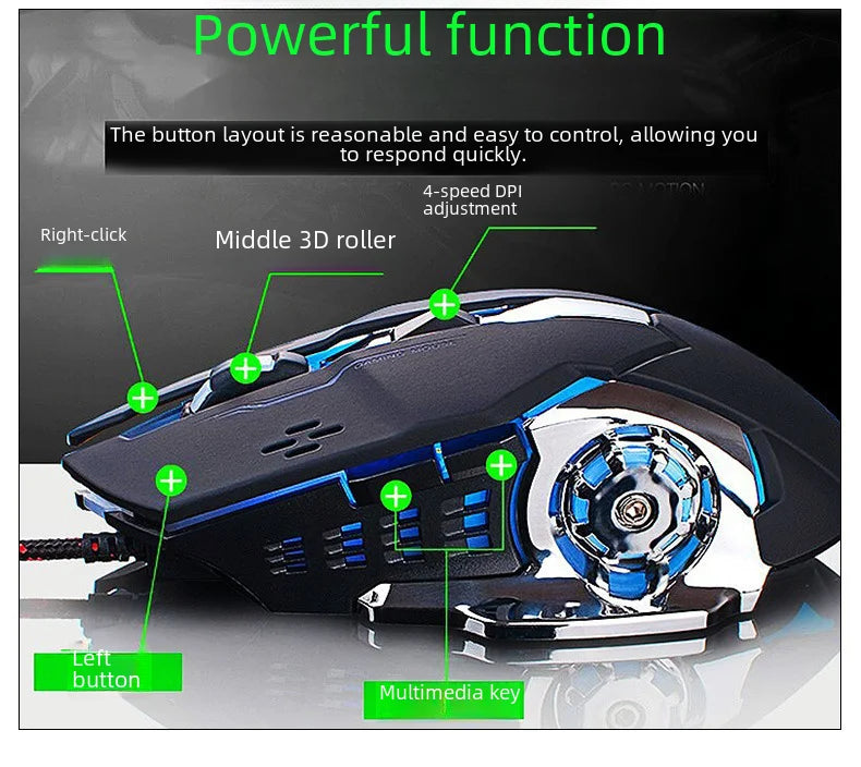 Rechargeable Wireless Mouse Gaming Computer Silent Bluetooth Mouse USB Mechanical E-Sports Backlight