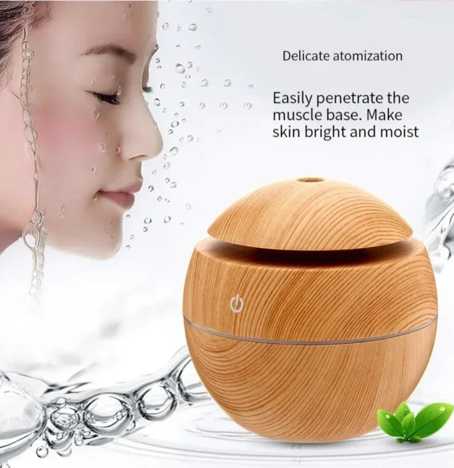 USB Ultrasonic Cool Mist Sprayer Essential Oil Fragrance Mini Home Wood Grain Air Humidifier