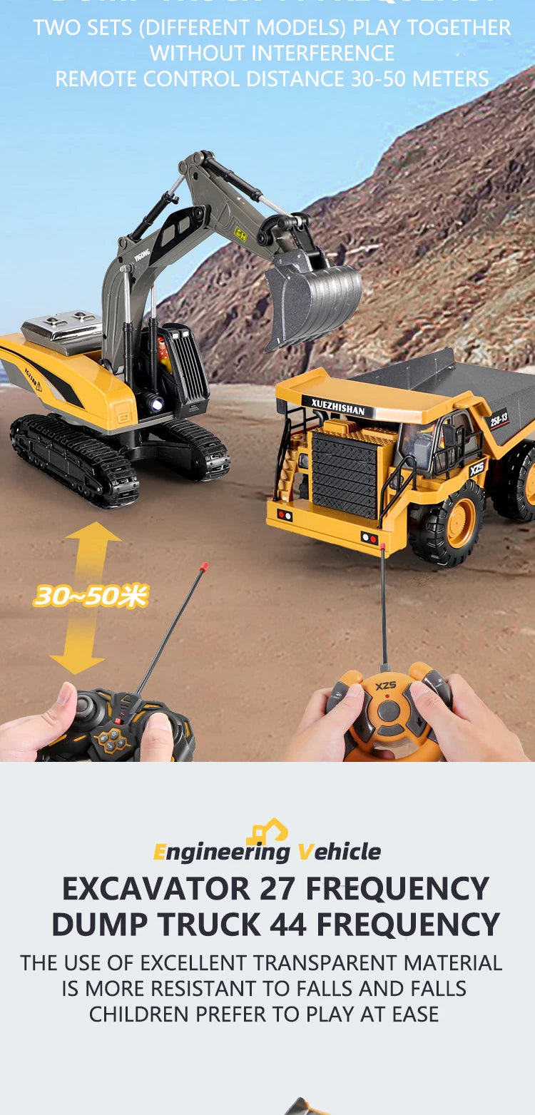 RC Excavator Dumper 2.4G Remote Control Engineering Vehicle Crawler Truck Bulldozer