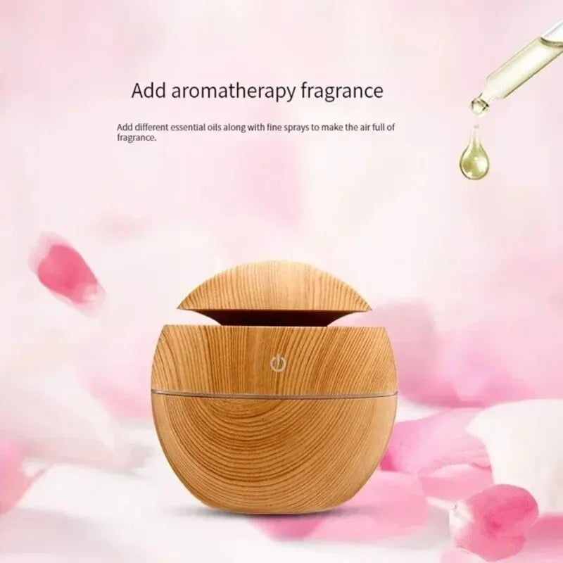 USB Ultrasonic Cool Mist Sprayer Essential Oil Fragrance Mini Home Wood Grain Air Humidifier