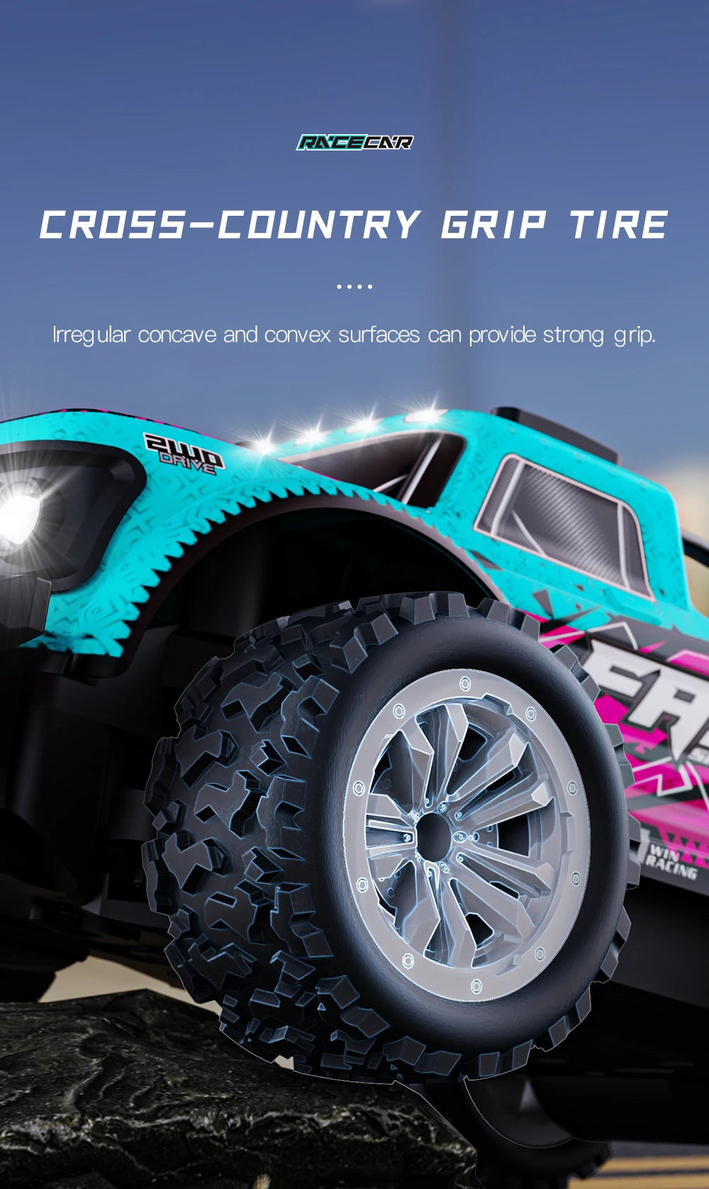 RC Car 1:16 2WD  with LED Light  2.4G 20KM/H High Speed Off-Road