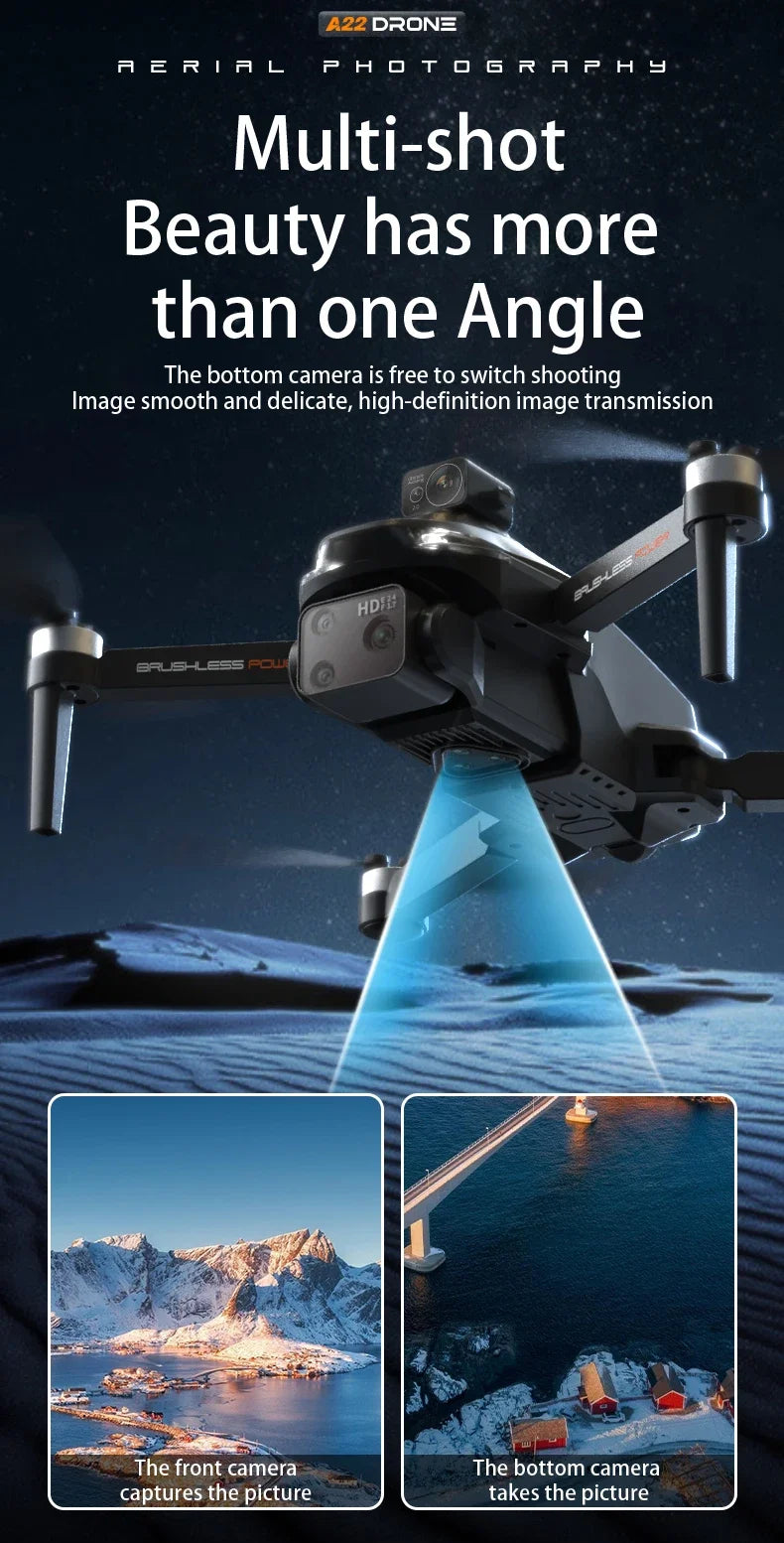 2024 New A22 Pro GPS Drone 8K HD Camera Brushless High-Definition RC Aircraft 5G WIFI FPV 360° Laser Obstacle Avoidance Dron Toy