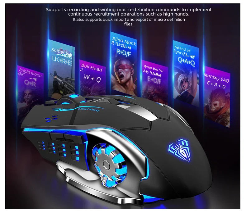 Rechargeable Wireless Mouse Gaming Computer Silent Bluetooth Mouse USB Mechanical E-Sports Backlight