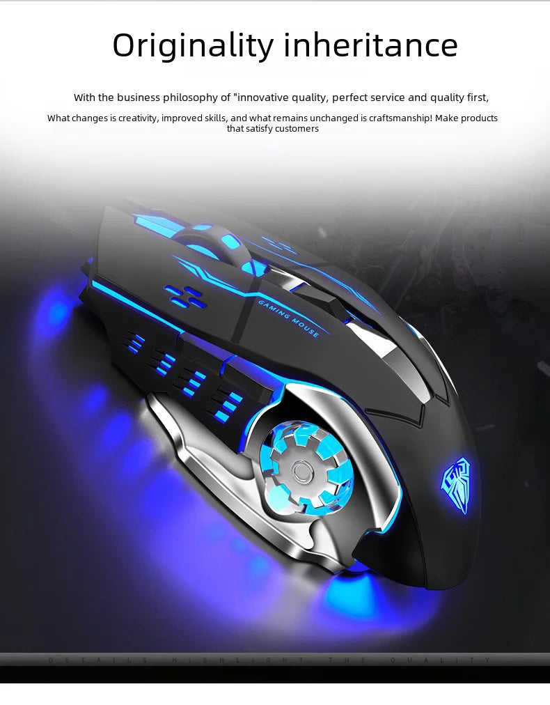 Rechargeable Wireless Mouse Gaming Computer Silent Bluetooth Mouse USB Mechanical E-Sports Backlight